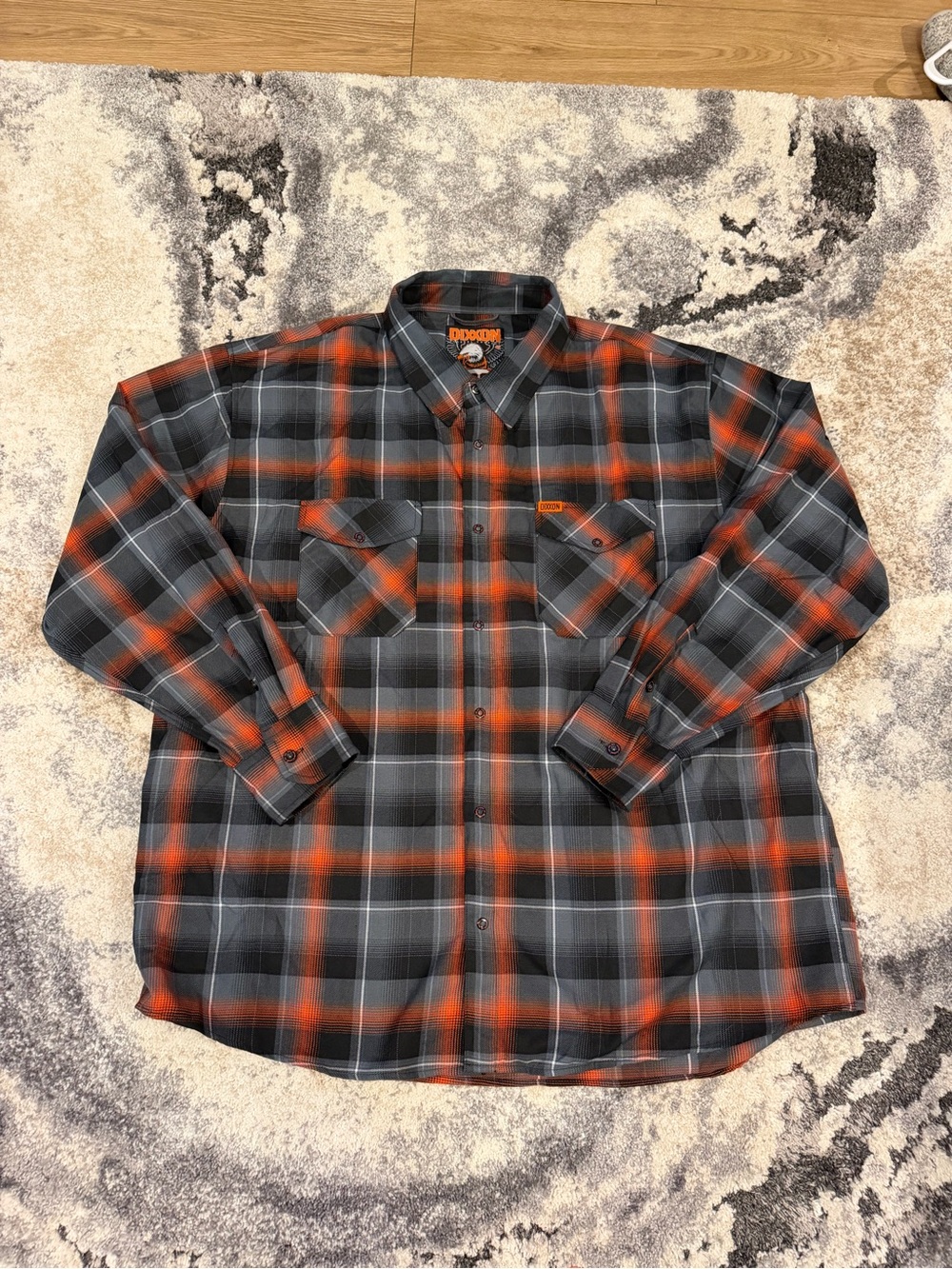 DIXXON Orange and Black Plaid Button-Down Shirt